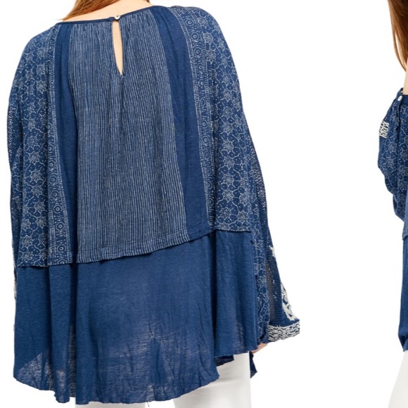 NWT free people embroidered boho scoopneck top - Picture 9 of 10